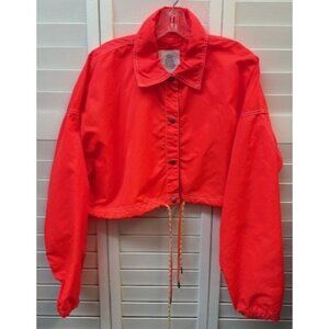Urban Outfitters Orange Cropped Jacket With Drawstring Waist & Button Front